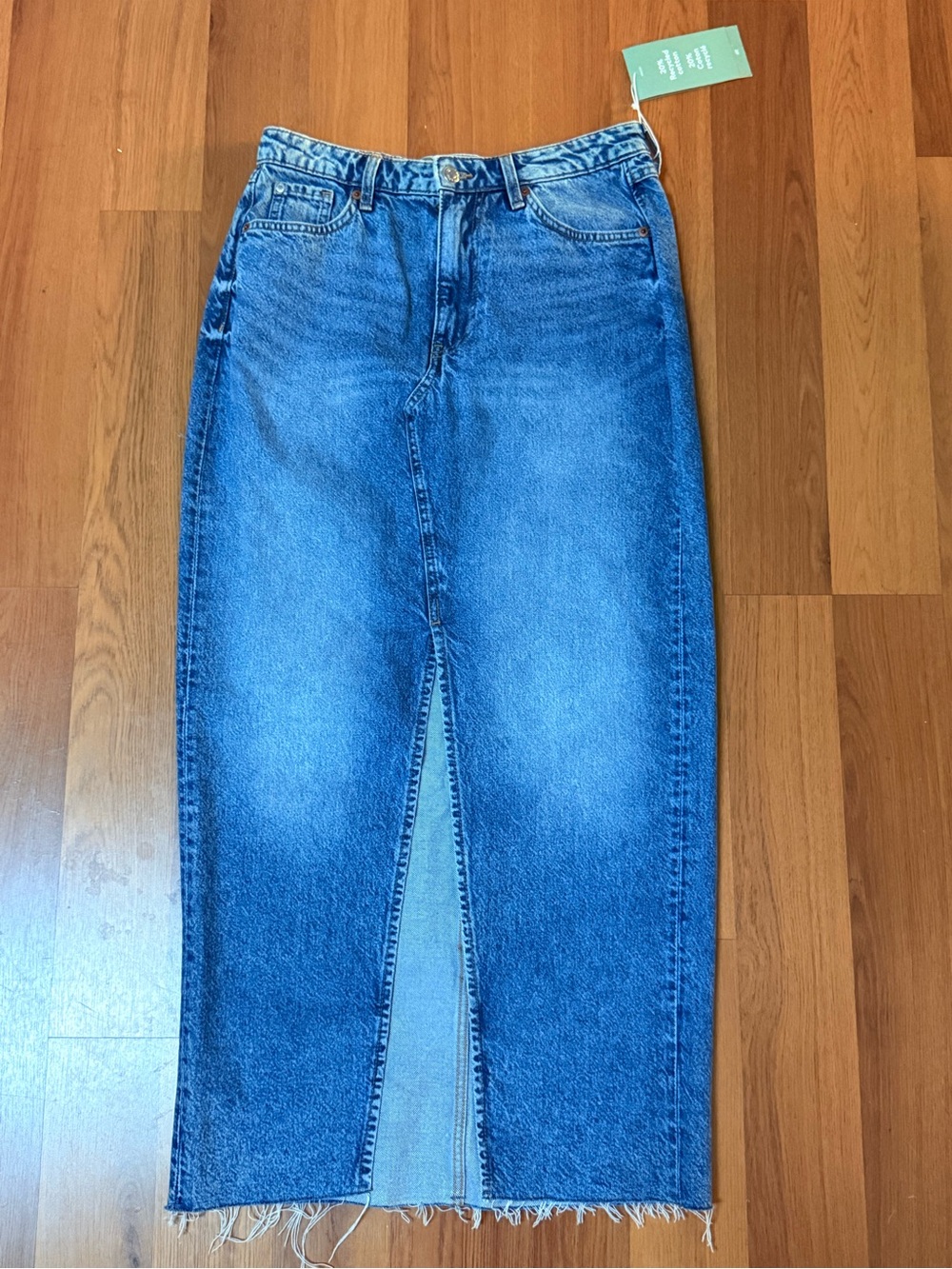 H&M Blue Denim Pencil Skirt with Front Slit